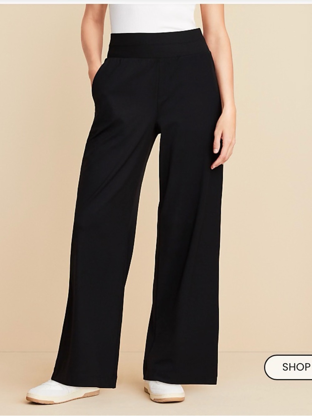 Lou & Grey Luvstretch Black Wide-Leg Pull-On Pants